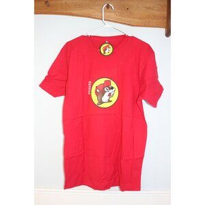 Buc-ees Red T-Shirt Beaver Logo Short Sleeve Cotton/Polyester Unisex Size L NWT